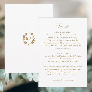 Elegant Monogram Gold White Wedding Enclosure Card