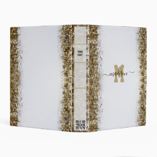 Elegant Monogram Golden Gold Script Office School Mini Binder