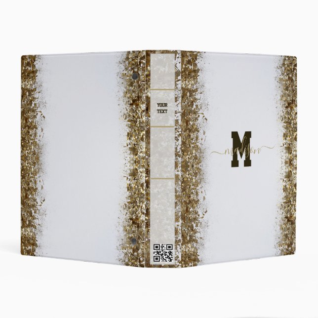 Elegant Monogram Golden Gold Script Office School Mini Binder (Background)