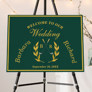 Elegant Monogram Golf Theme Wedding Welcome Foam Board