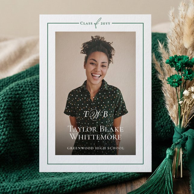 Elegant Monogram Grad Photo Frame Graduation Party Letterpress Photo Cards (Elegant Monogram Grad Photo Frame Graduation Party Letterpress Photo Cards)