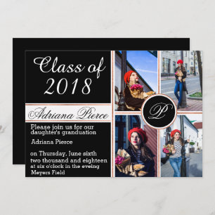 Elegant Monogram Graduation Invite