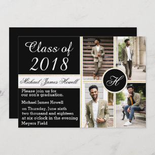 Elegant Monogram Graduation Invite