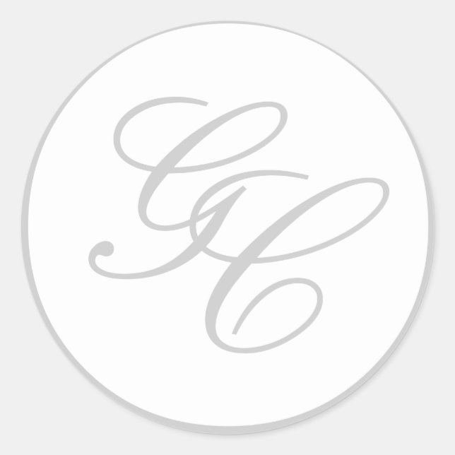 Elegant Monogram Gray and White Wedding Sticker (Front)