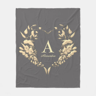 Elegant Monogram Gray Fleece Blanket