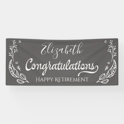Elegant Monogram Gray Happy Retirement Banner