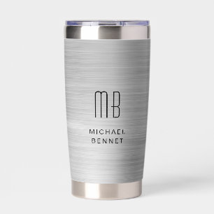 Elegant Monogram Gray Insulated Tumbler