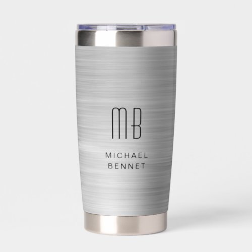 Elegant Monogram Gray Insulated Tumbler