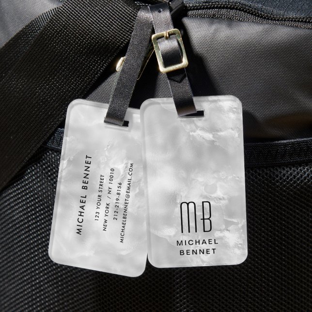Elegant Monogram Gray Luggage Tag (Elegant Monogram Gray Luggage Tag)