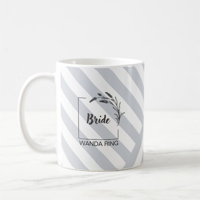 Elegant Monogram Gray Striped Mug (Left)