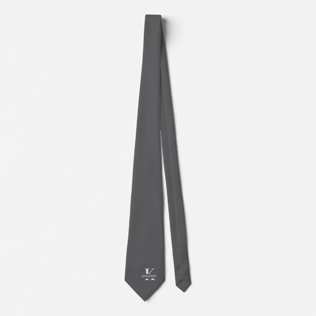 Elegant Monogram Gray | White Neck Tie (Front)