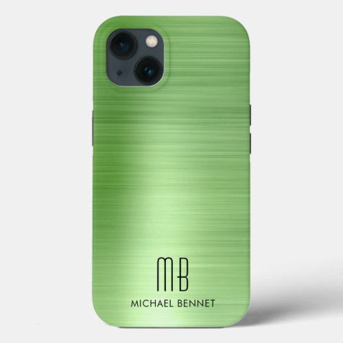 Elegant Monogram Green   iPhone 13 Case