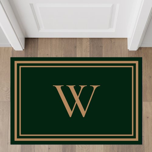 Elegant Monogram Green Gold Rug