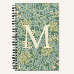 Elegant Monogram Green Jasmine Floral Notebook