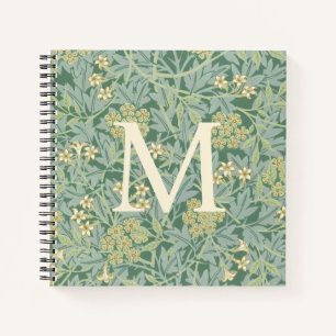 Elegant Monogram Green Jasmine Floral Notebook