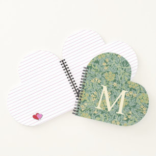 Elegant Monogram Green Jasmine Floral Notebook