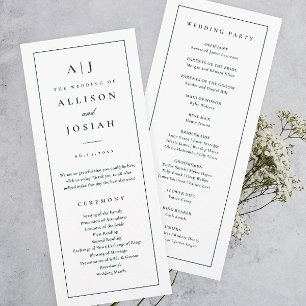 Elegant Monogram Green Wedding Program