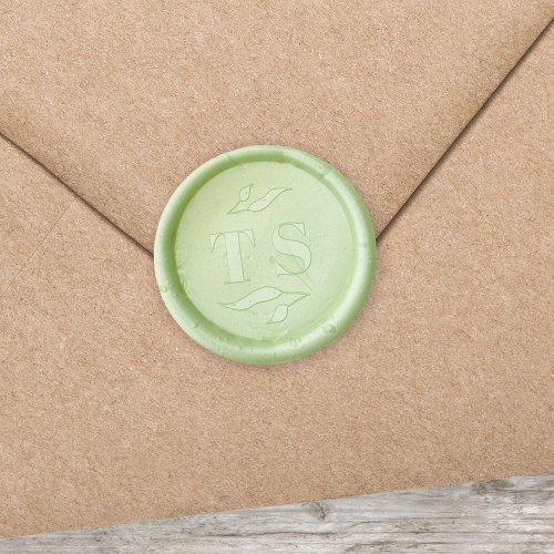 Elegant Monogram Greenery Leaves Minimalist Wax Seal Stamp