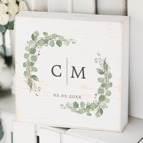 Elegant Monogram Greenery Wedding Box 