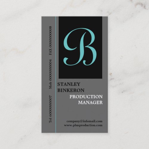 Elegant monogram grey black plain business cards