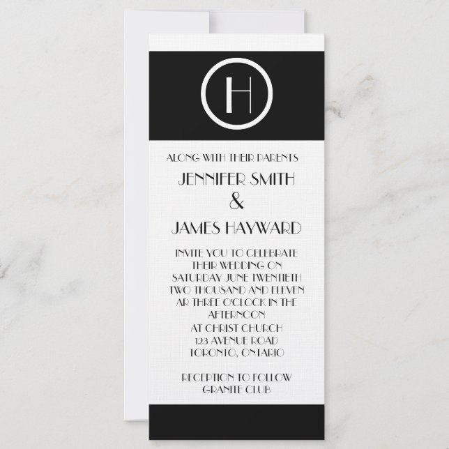 Elegant Monogram H Customizable Wedding Invitation (Front)
