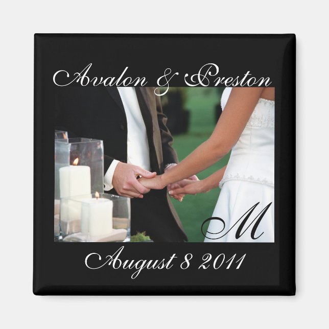 Elegant Monogram Hands Save The Date Magnet (Front)
