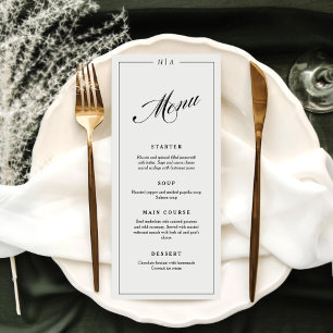 Elegant Monogram Handwriting Wedding Dinner Menu