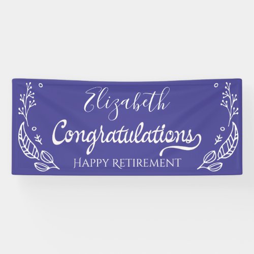 Elegant Monogram Happy Retirement Blue Banner