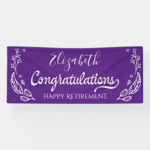 Elegant Monogram Happy Retirement Purple Banner