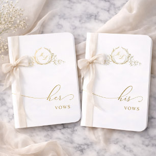 Elegant Monogram His and Hers Vow Wedding Ceremony Foil Vow Books