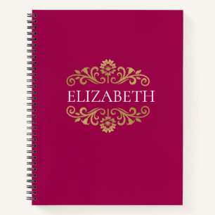 Elegant Monogram Hot Pink Office School Notebook