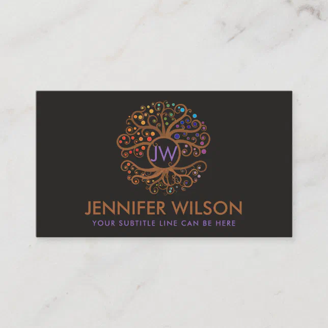 Elegant Monogram in Tree of life Business Card | Zazzle