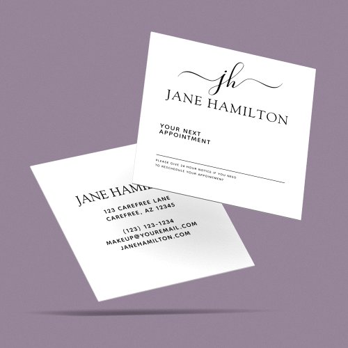 Elegant Monogram Initial Appointment Card