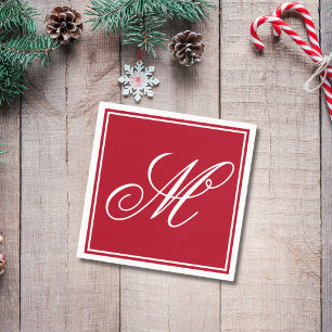 Elegant Monogram Initial Christmas Party Napkins