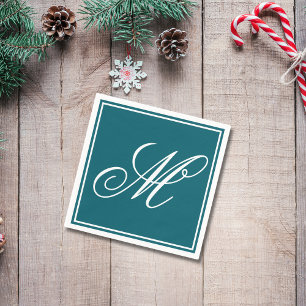 Elegant Monogram Initial Christmas Party Napkins