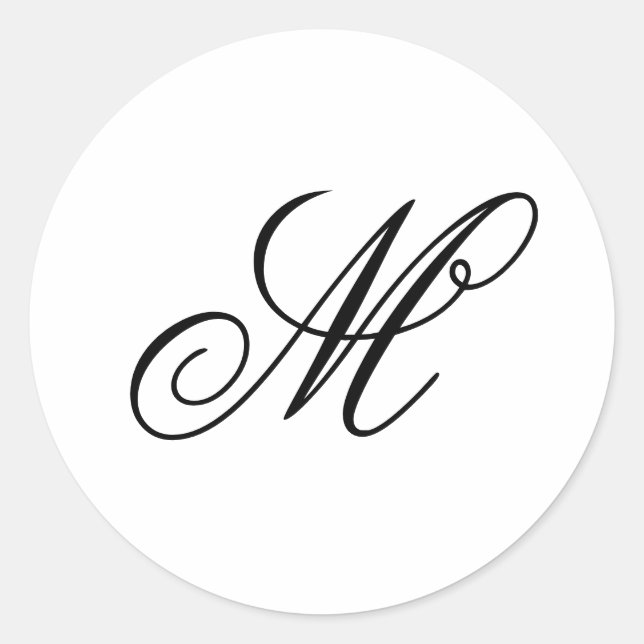 Elegant Monogram Initial  Classic Round Sticker (Front)