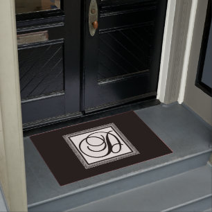 ELEGANT MONOGRAM INITIAL D DOORMAT
