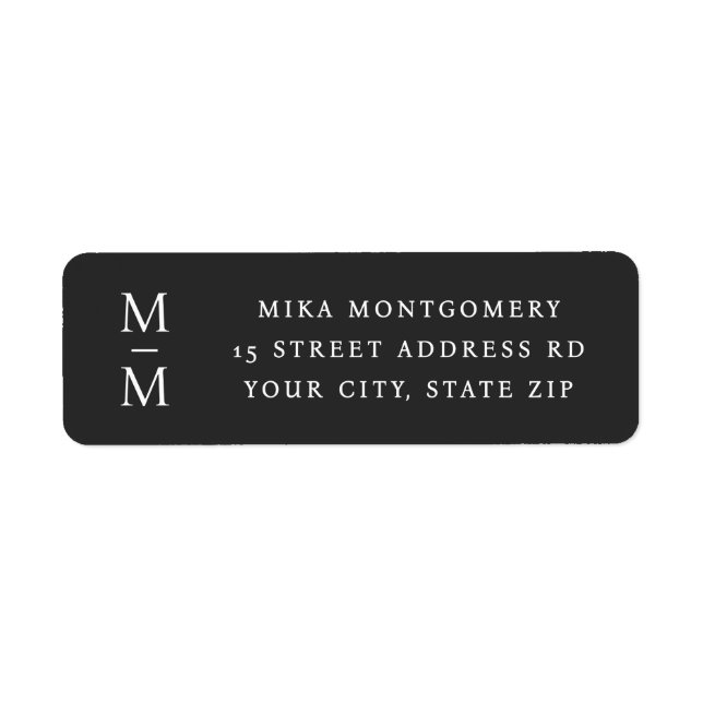 Elegant monogram initial dark gray return address label (Front)
