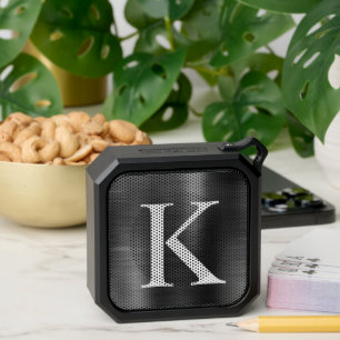 Elegant Monogram Initial Dark Silver Bluetooth Speaker
