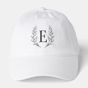 Elegant Monogram Initial E Botanical Line Art Mini Hat