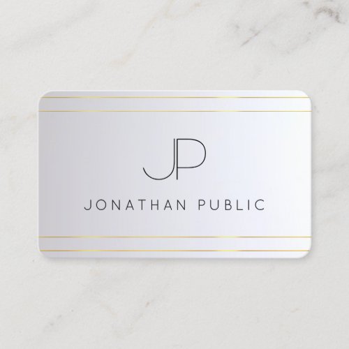 Elegant Monogram Initial Gold Silver Rounded Business Card