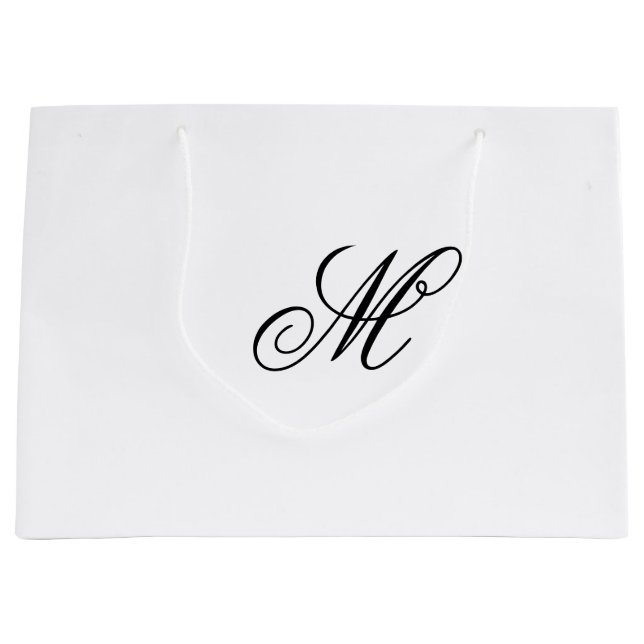 Elegant Monogram Initial  Large Gift Bag (Front)