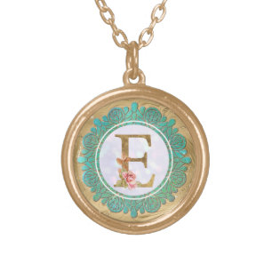 Elegant Monogram Initial Letters with Mandala Gold Plated Necklace