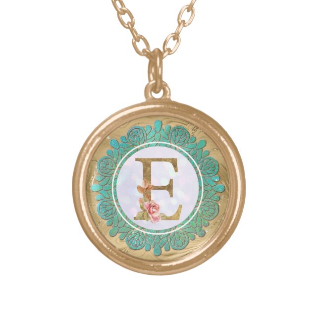 Elegant Monogram Initial Letters with Mandala Gold Plated Necklace (Front)