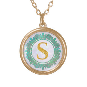 Elegant Monogram Initial Letters with Mandala Gold Plated Necklace