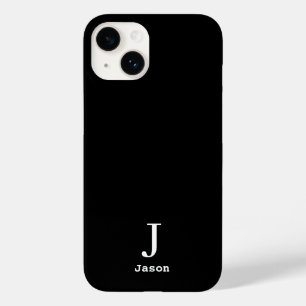 Elegant Monogram Initial Name Personalized Black Case-Mate iPhone 14 Case