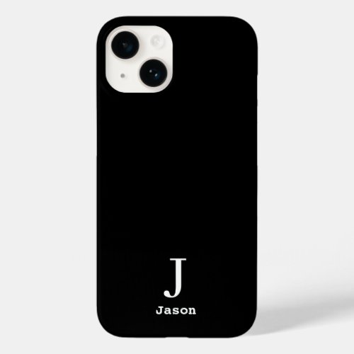 Elegant Monogram Initial Name Personalized Black Case_Mate iPhone 14 Case