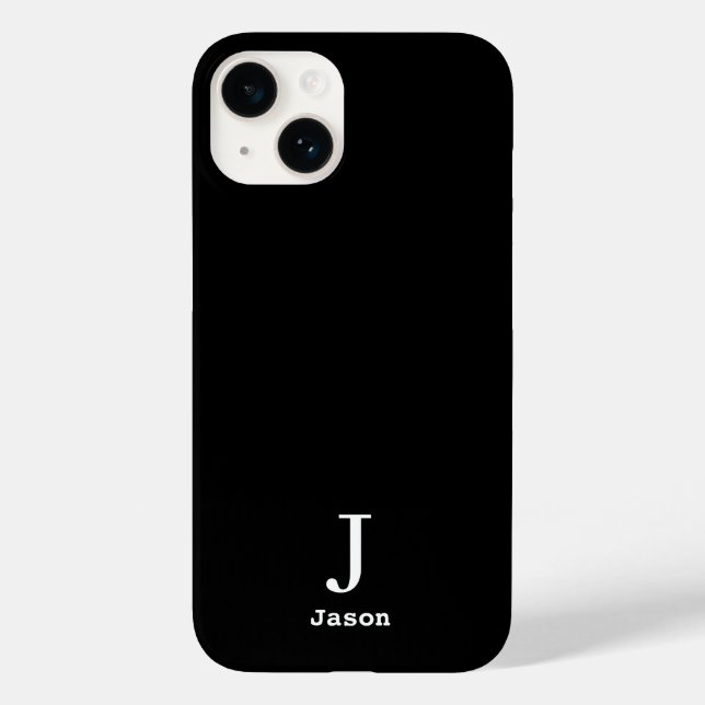 Elegant Monogram Initial Name Personalized Black Case-Mate iPhone Case (Back)