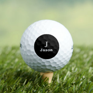 Elegant Monogram Initial Name Personalized Black Golf Balls