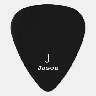 Elegant Monogram Initial Name Personalized Black Guitar Pick